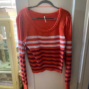 NWT! Free People Orange Stripped Sweater